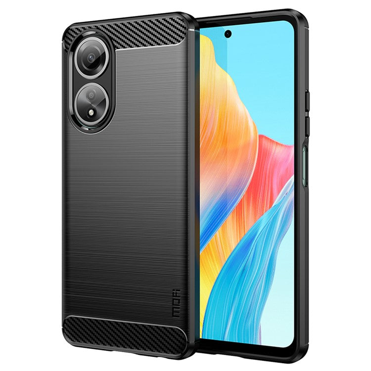 MOFI JK TPU Series-1 for Oppo A58 4G Brushed Cover TPU Anti-scratch Carbon Fiber Texture Cell Phone Case - Black
