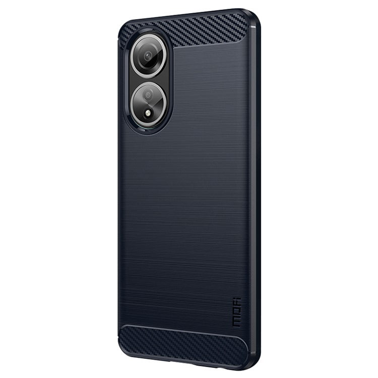 MOFI JK TPU Series-1 for Oppo A58 4G Brushed Cover TPU Anti-scratch Carbon Fiber Texture Cell Phone Case - Blue