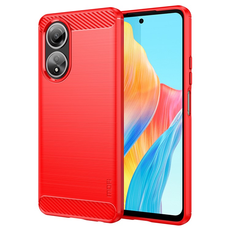 MOFI JK TPU Series-1 for Oppo A58 4G Brushed Cover TPU Anti-scratch Carbon Fiber Texture Cell Phone Case - Red