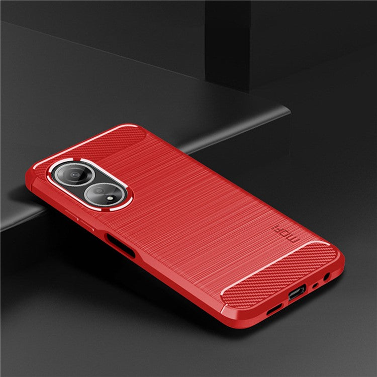 MOFI JK TPU Series-1 for Oppo A58 4G Brushed Cover TPU Anti-scratch Carbon Fiber Texture Cell Phone Case - Red