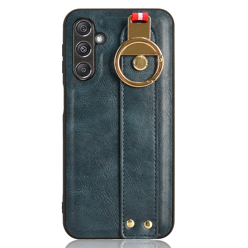 For Samsung Galaxy M34 5G / F34 5G Phone Case Wristband Kickstand Bottle Opener Leather+PC+TPU Cover - Blue