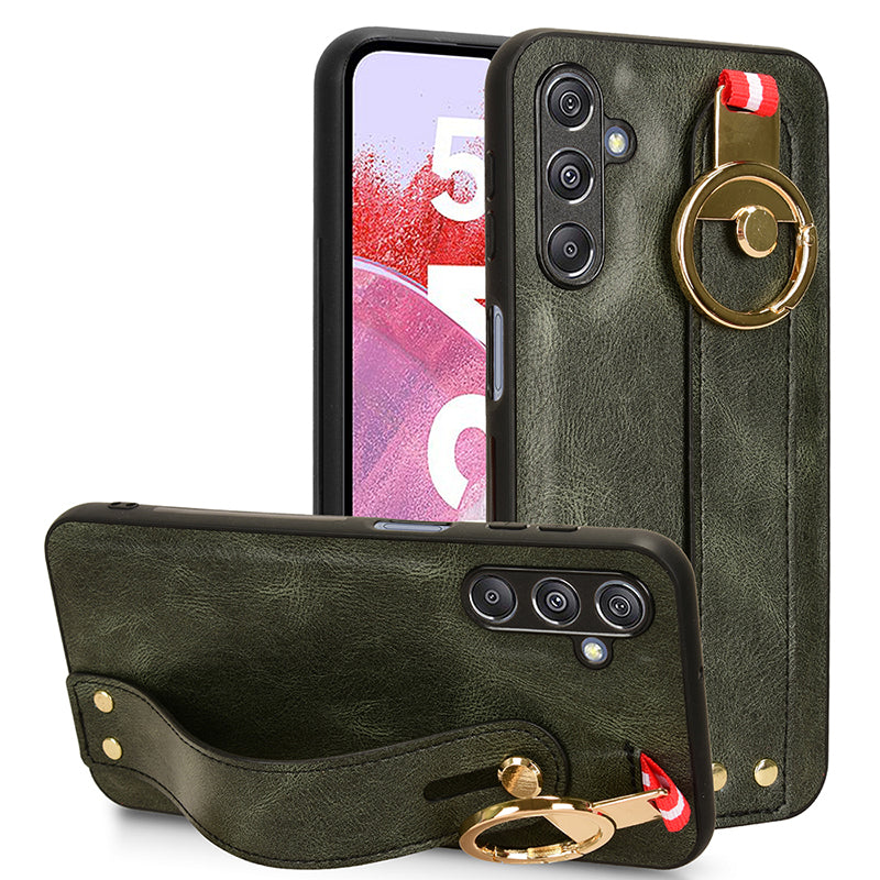 For Samsung Galaxy M34 5G / F34 5G Phone Case Wristband Kickstand Bottle Opener Leather+PC+TPU Cover - Green