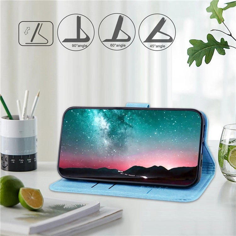 For Samsung Galaxy A34 5G Full Protection Solid Color PU Leather Wallet Case Cell Phone Stand Cover - Baby Blue