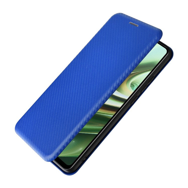 For OnePlus Nord CE3 5G Mobile Phone Case Card Holder Leather Stand Carbon Fiber Texture Cover - Blue