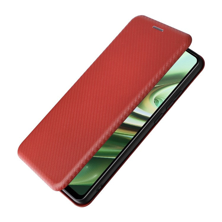 For OnePlus Nord CE3 5G Mobile Phone Case Card Holder Leather Stand Carbon Fiber Texture Cover - Brown