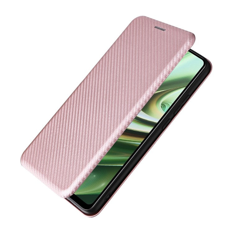 For OnePlus Nord CE3 5G Mobile Phone Case Card Holder Leather Stand Carbon Fiber Texture Cover - Rose Gold