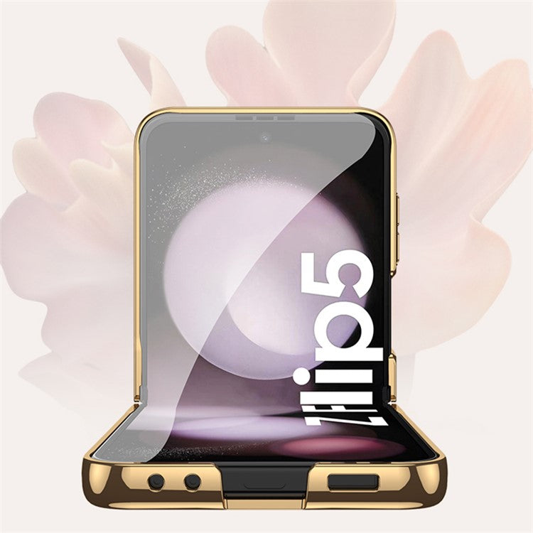 GKK Pattern Printing Phone Case for Samsung Galaxy Z Flip5 5G Hard PC Phone Cover Built-In Tempered Glass Film - Style J