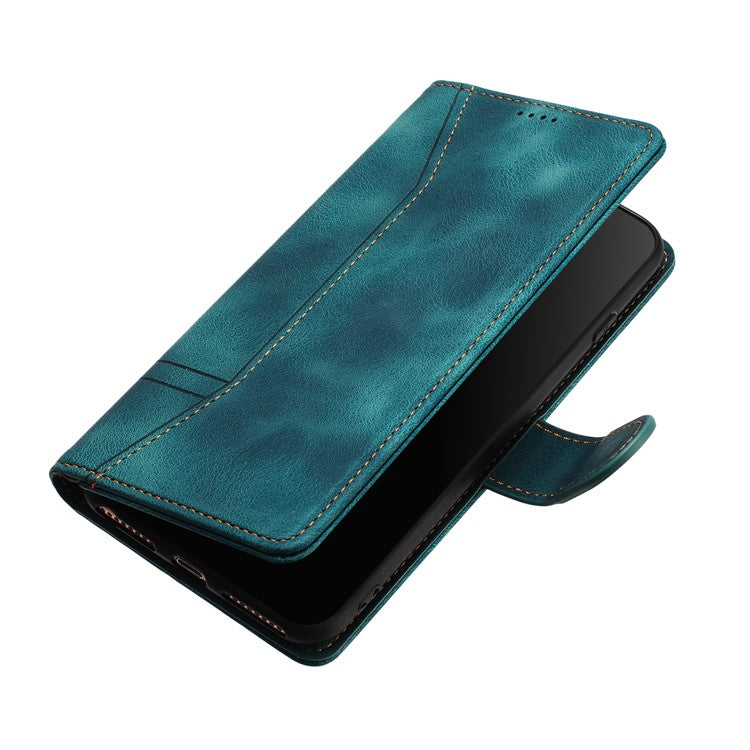 L002 For Oppo A16 / A16s / A54s Full Protection Leather Phone Case Lines Imprint Wallet Stand Cover - Green