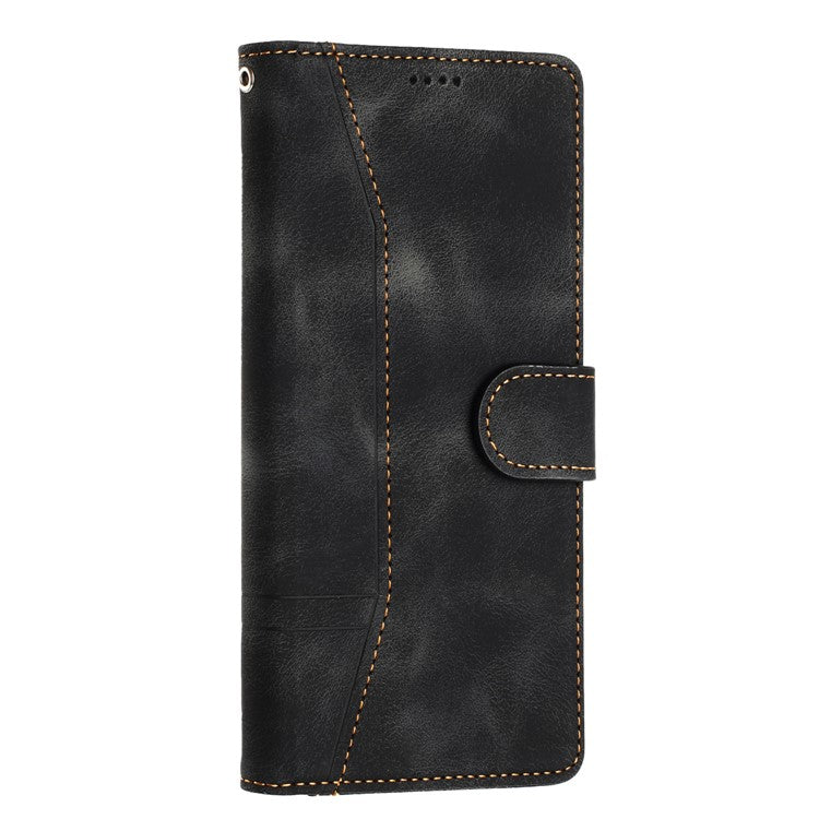 L002 For Oppo A16 / A16s / A54s Full Protection Leather Phone Case Lines Imprint Wallet Stand Cover - Black