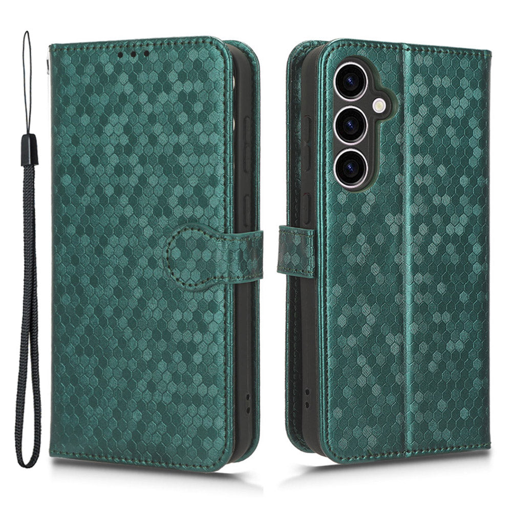 For Samsung Galaxy M34 5G / F34 5G PU Leather Stand Phone Case Dot Imprinted Wallet Cover - Green