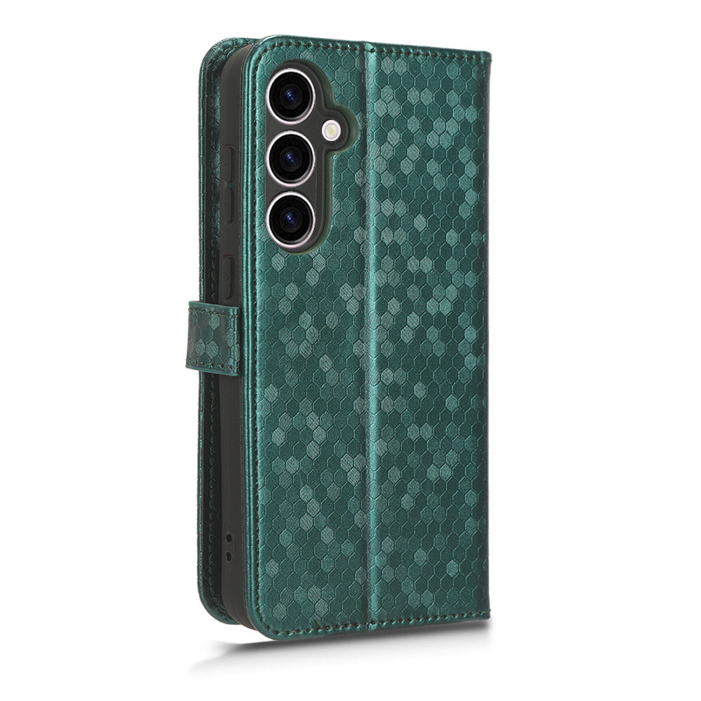 For Samsung Galaxy M34 5G / F34 5G PU Leather Stand Phone Case Dot Imprinted Wallet Cover - Green