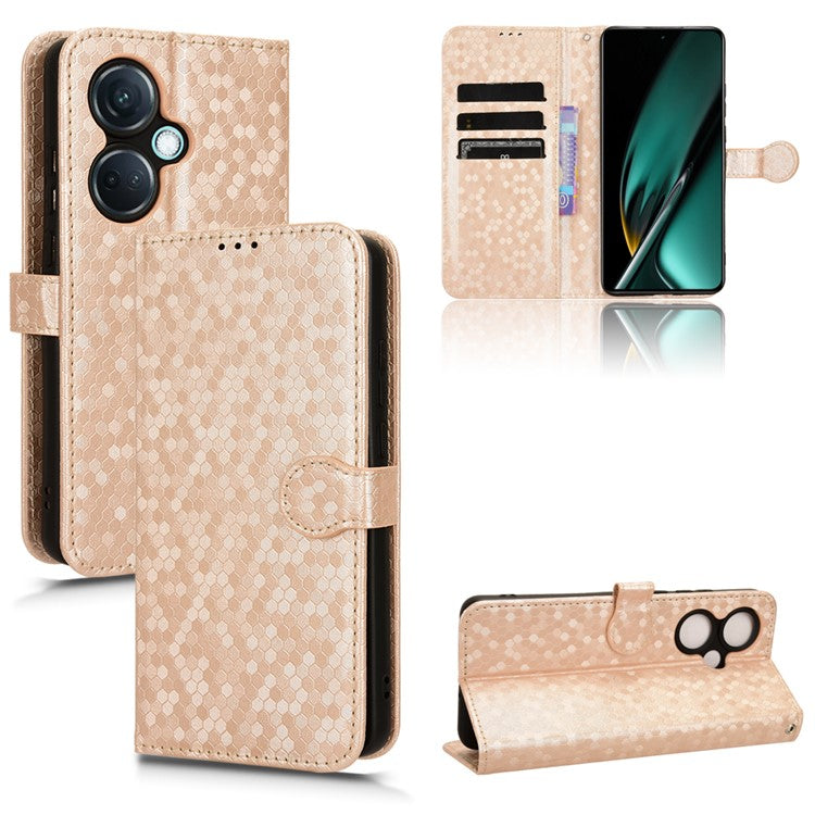 For OnePlus Nord CE3 5G / Oppo K11 5G Wallet Stand Phone Case Dot Imprinted PU Leather Cover - Rose Gold