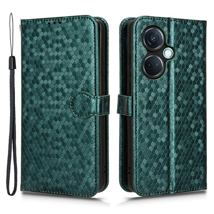 For OnePlus Nord CE3 5G / Oppo K11 5G Wallet Stand Phone Case Dot Imprinted PU Leather Cover - Green