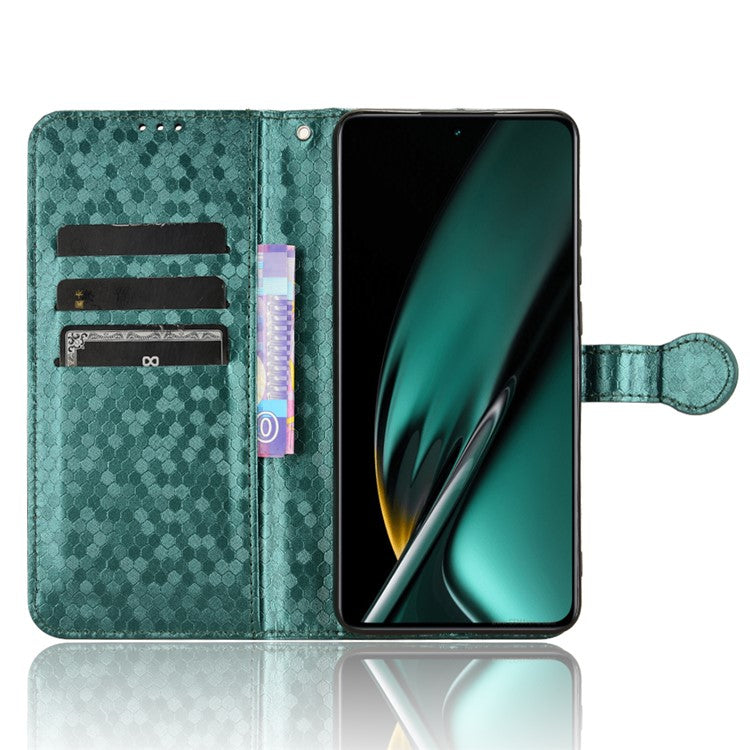 For OnePlus Nord CE3 5G / Oppo K11 5G Wallet Stand Phone Case Dot Imprinted PU Leather Cover - Green