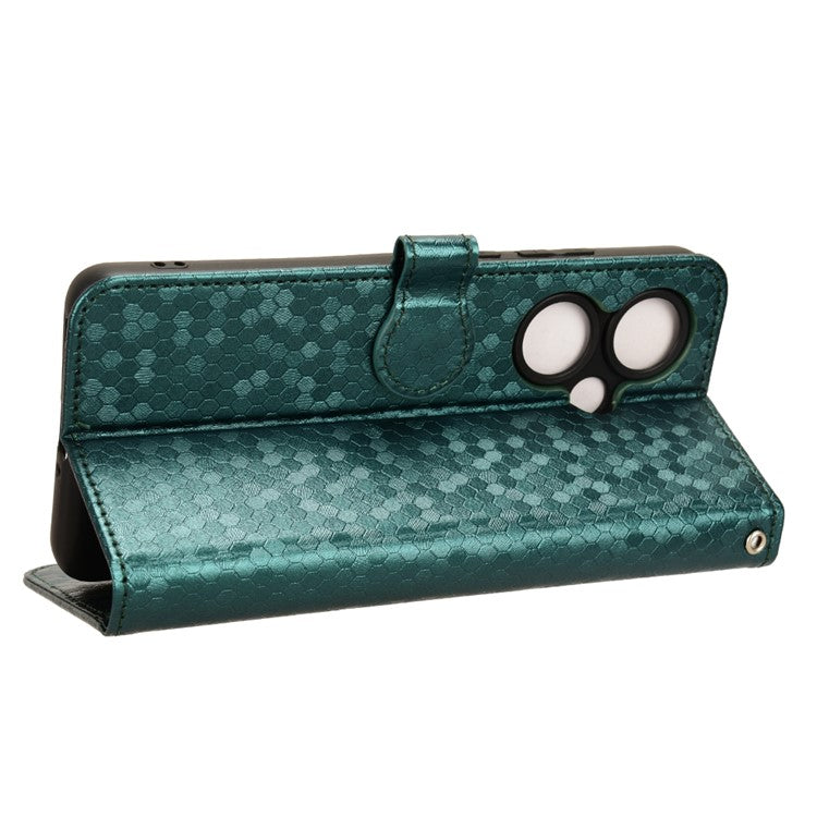 For OnePlus Nord CE3 5G / Oppo K11 5G Wallet Stand Phone Case Dot Imprinted PU Leather Cover - Green