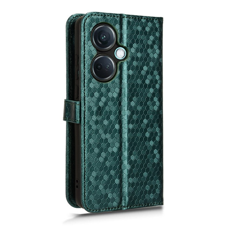 For OnePlus Nord CE3 5G / Oppo K11 5G Wallet Stand Phone Case Dot Imprinted PU Leather Cover - Green