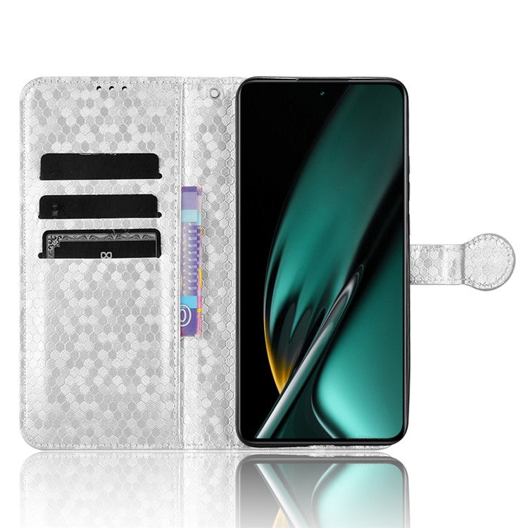 For OnePlus Nord CE3 5G / Oppo K11 5G Wallet Stand Phone Case Dot Imprinted PU Leather Cover - Silver