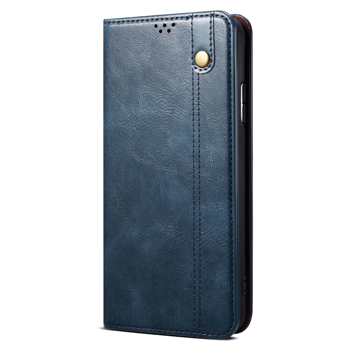 For Samsung Galaxy M34 5G / F34 5G Stand Wallet Case Waxy Crazy Horse Texture PU Leather Phone Shell Cover - Blue