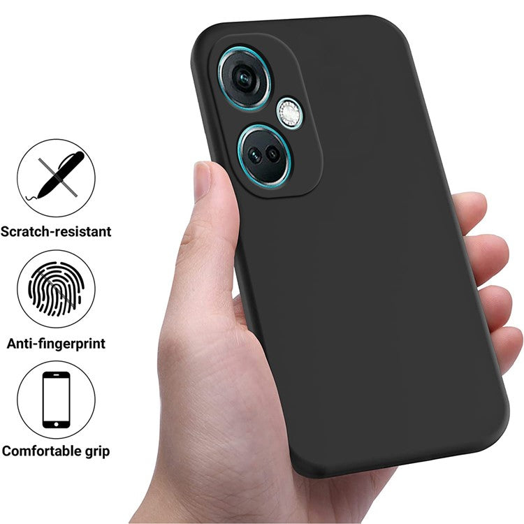 Liquid Silicone Phone Case for OnePlus Nord CE3 5G Soft Lining Shockproof Phone Cover - Black