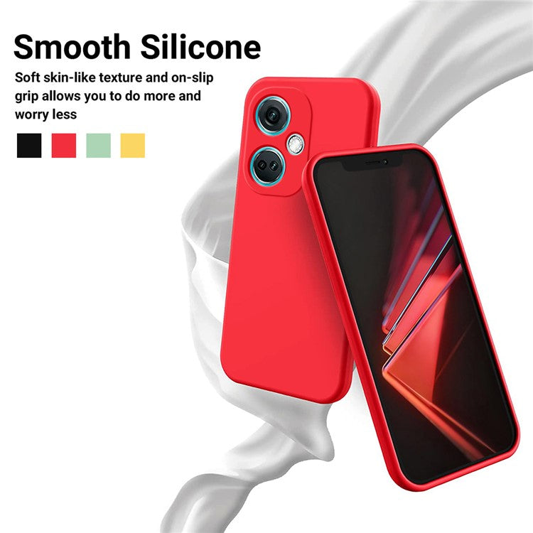 Liquid Silicone Phone Case for OnePlus Nord CE3 5G Soft Lining Shockproof Phone Cover - Red