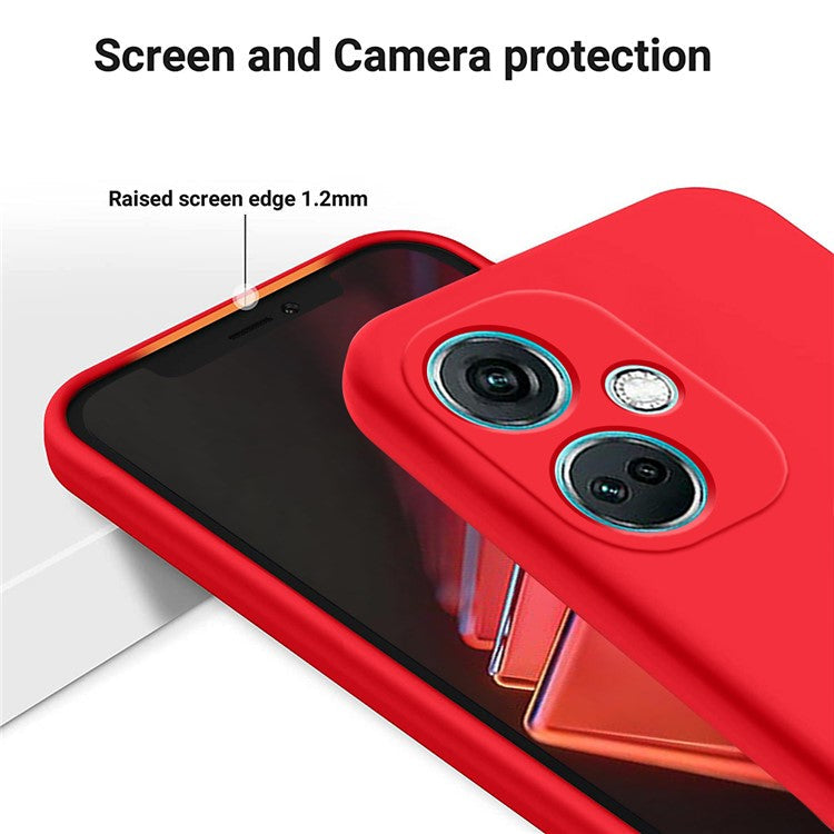 Liquid Silicone Phone Case for OnePlus Nord CE3 5G Soft Lining Shockproof Phone Cover - Red