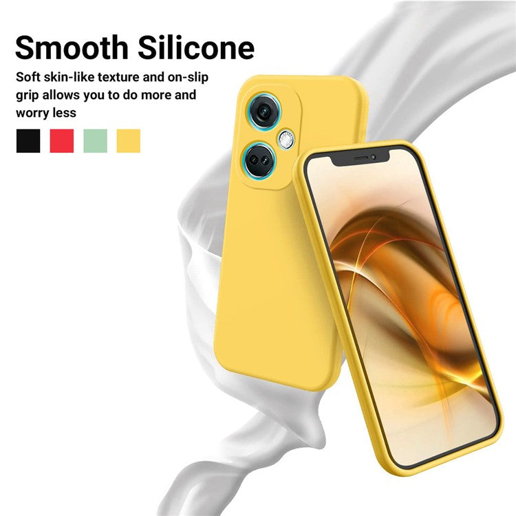 Liquid Silicone Phone Case for OnePlus Nord CE3 5G Soft Lining Shockproof Phone Cover - Yellow