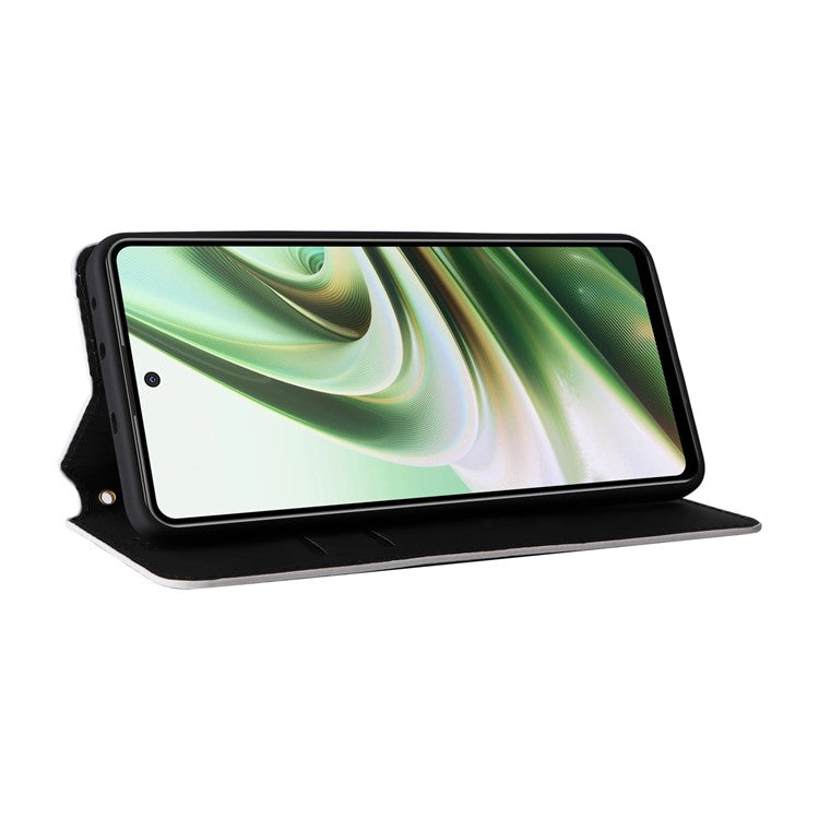 For Oppo K11 5G / OnePlus Nord CE3 5G Imprinted Rhombus Wallet Phone Case Dustproof PU Leather Stand Cover - Silver