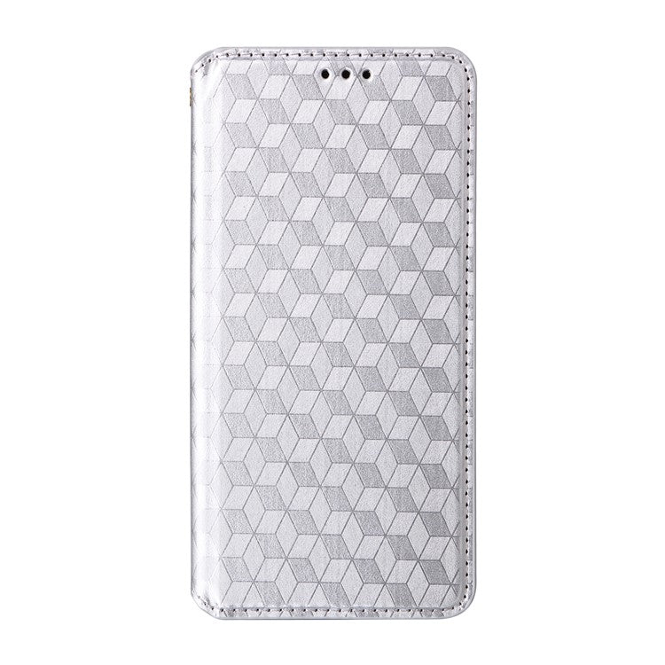 For Oppo K11 5G / OnePlus Nord CE3 5G Imprinted Rhombus Wallet Phone Case Dustproof PU Leather Stand Cover - Silver