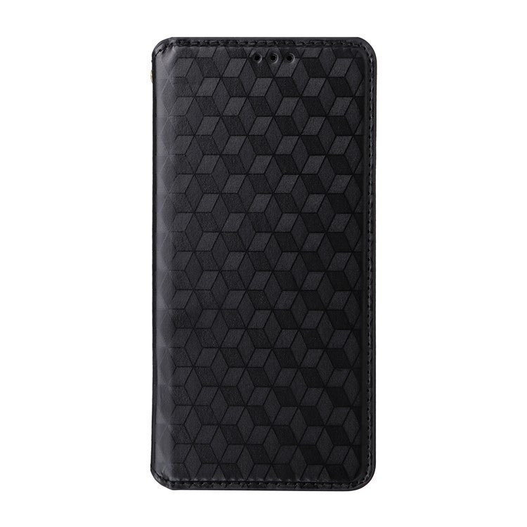 For Oppo K11 5G / OnePlus Nord CE3 5G Imprinted Rhombus Wallet Phone Case Dustproof PU Leather Stand Cover - Black