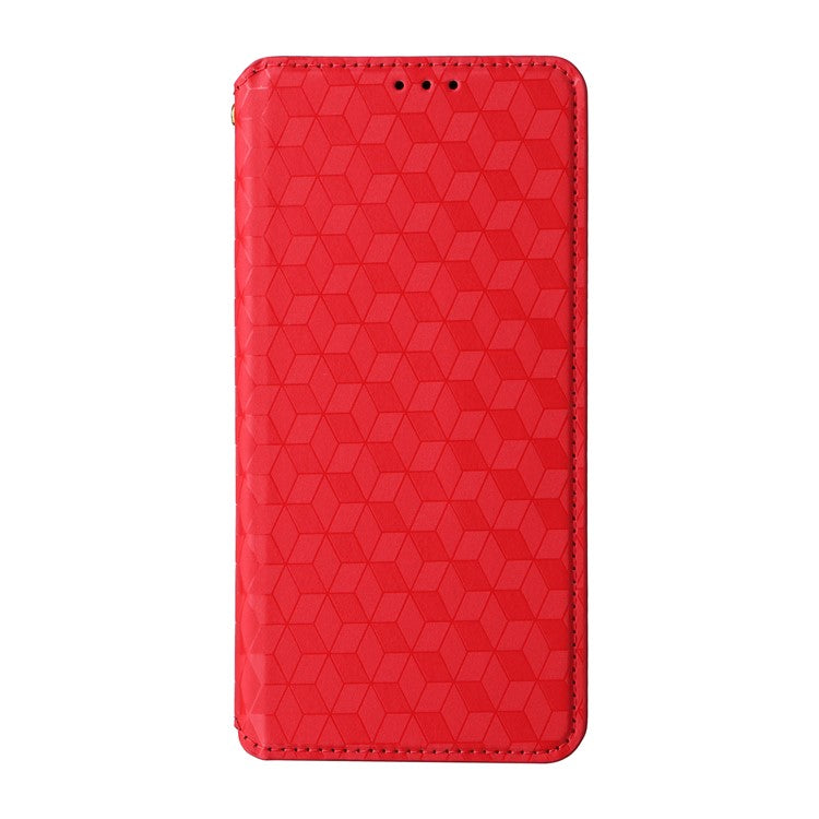 For Oppo K11 5G / OnePlus Nord CE3 5G Imprinted Rhombus Wallet Phone Case Dustproof PU Leather Stand Cover - Red