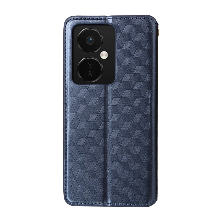 For Oppo K11 5G / OnePlus Nord CE3 5G Imprinted Rhombus Wallet Phone Case Dustproof PU Leather Stand Cover - Blue