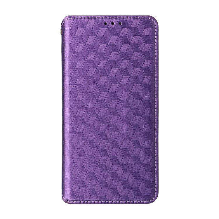 For Oppo K11 5G / OnePlus Nord CE3 5G Imprinted Rhombus Wallet Phone Case Dustproof PU Leather Stand Cover - Purple
