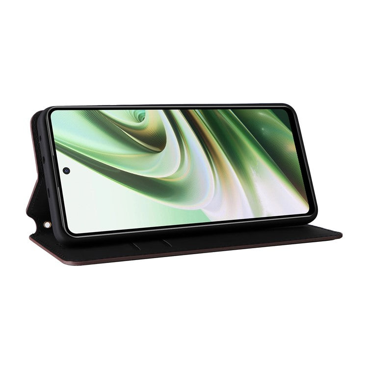 For Oppo K11 5G / OnePlus Nord CE3 5G Imprinted Rhombus Wallet Phone Case Dustproof PU Leather Stand Cover - Brown