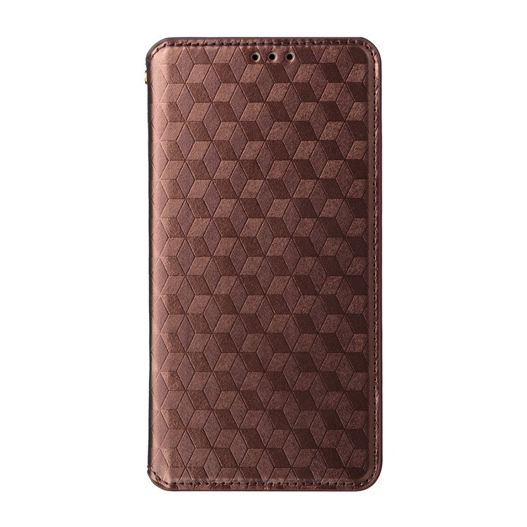 For Oppo K11 5G / OnePlus Nord CE3 5G Imprinted Rhombus Wallet Phone Case Dustproof PU Leather Stand Cover - Brown