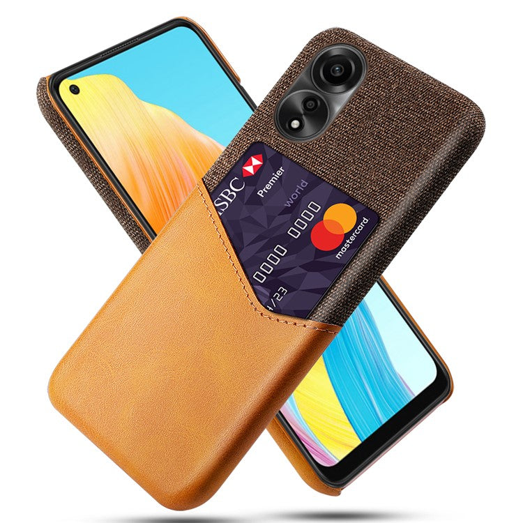 Phone Case for Oppo A78 4G , Cloth+PU+PC Protective Phone Cover with Card Holder - Orange