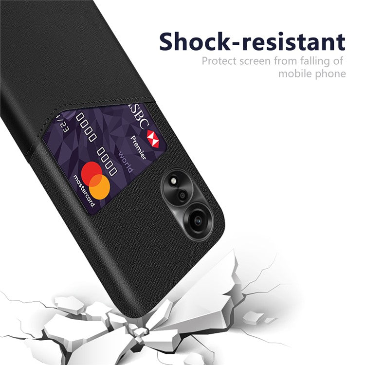 Phone Case for Oppo A78 4G , Cloth+PU+PC Protective Phone Cover with Card Holder - Black