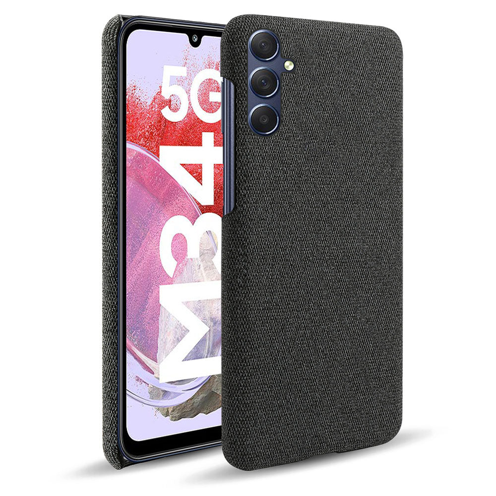 For Samsung Galaxy M34 5G / F34 5G Shockproof Cloth Coated PC Phone Case Anti-scratch Cell Phone Cover - Black