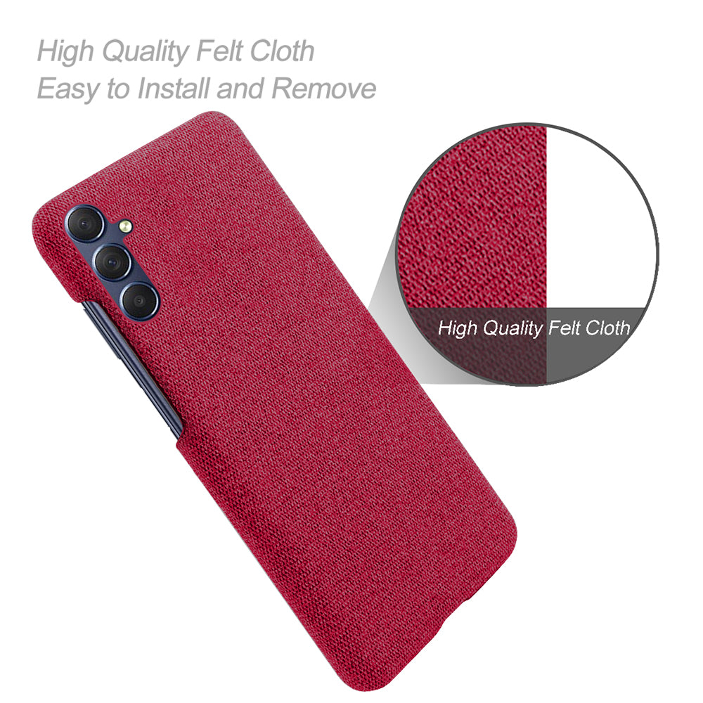 For Samsung Galaxy M34 5G / F34 5G Shockproof Cloth Coated PC Phone Case Anti-scratch Cell Phone Cover - Red