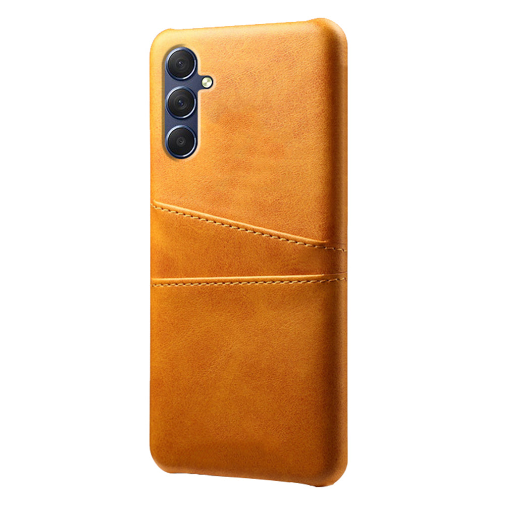 For Samsung Galaxy M34 5G / F34 5G Cell Phone Cover PU Leather Coated PC Protective Case with Dual Card Slots - Orange