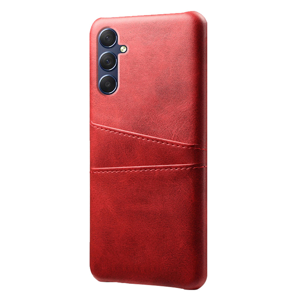 For Samsung Galaxy M34 5G / F34 5G Cell Phone Cover PU Leather Coated PC Protective Case with Dual Card Slots - Red
