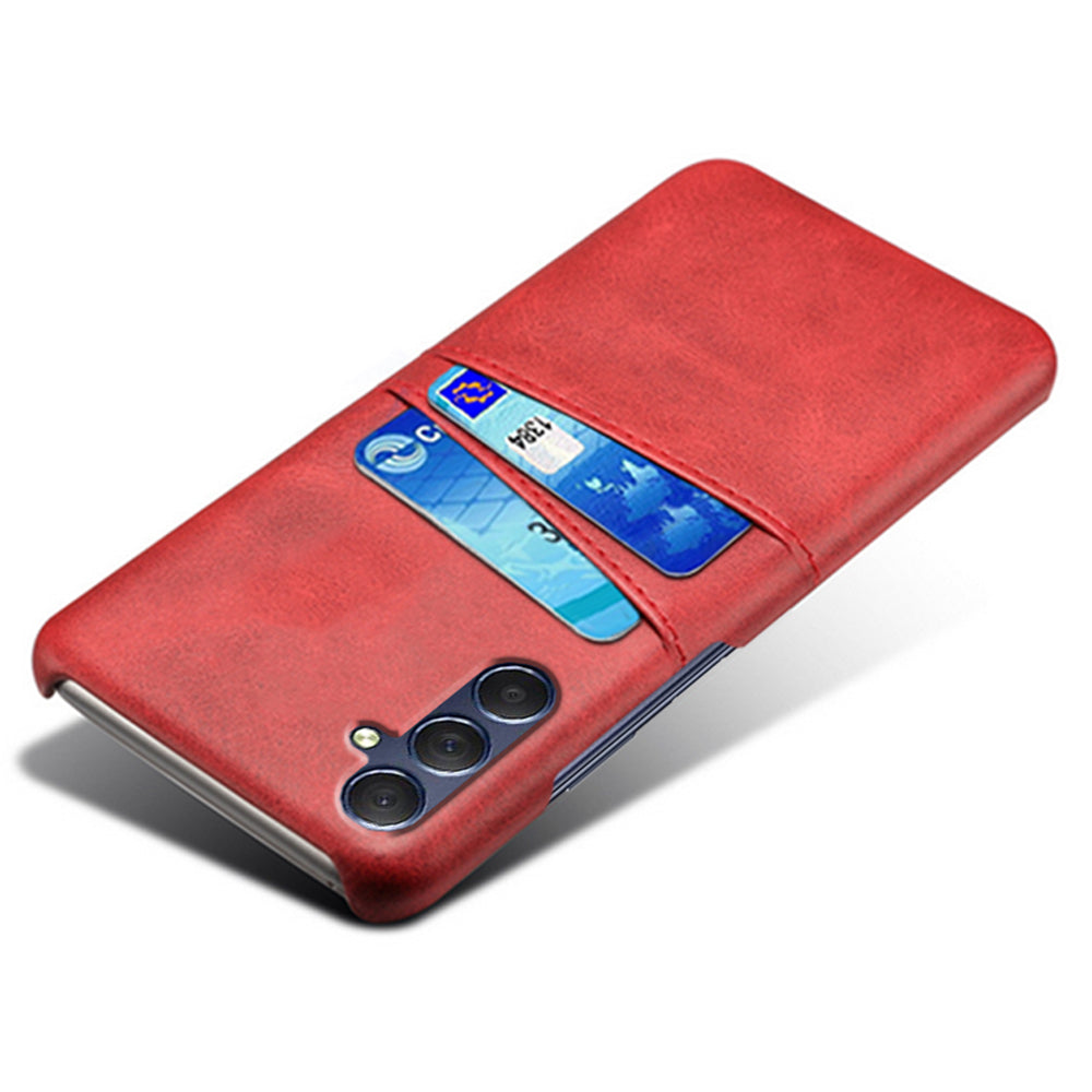 For Samsung Galaxy M34 5G / F34 5G Cell Phone Cover PU Leather Coated PC Protective Case with Dual Card Slots - Red