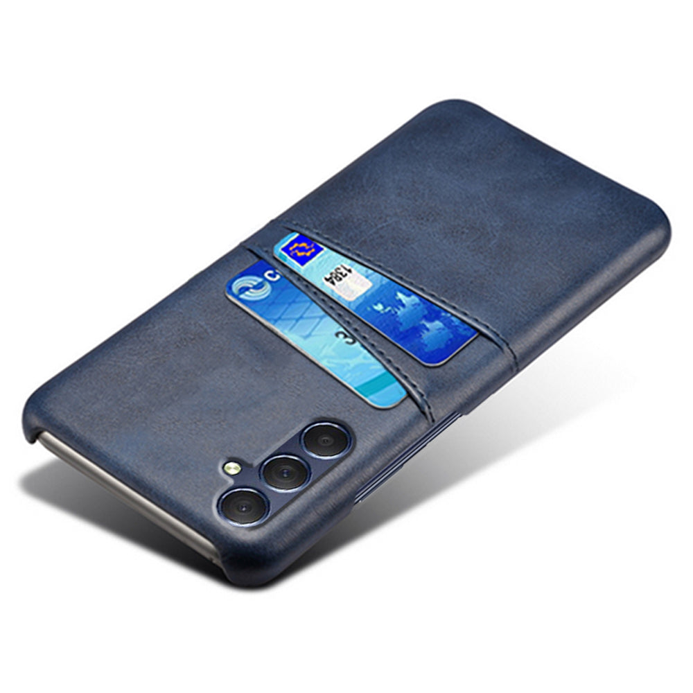 For Samsung Galaxy M34 5G / F34 5G Cell Phone Cover PU Leather Coated PC Protective Case with Dual Card Slots - Blue