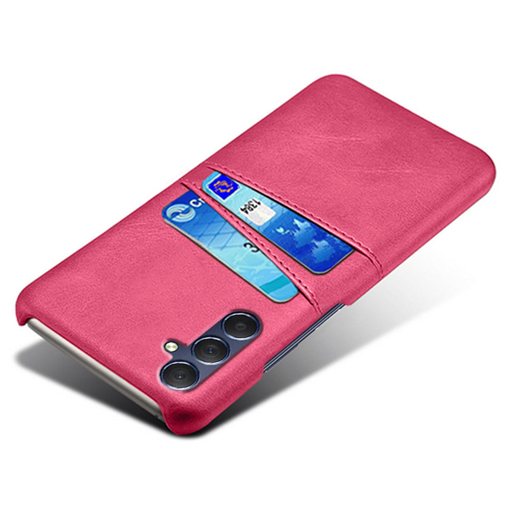 For Samsung Galaxy M34 5G / F34 5G Cell Phone Cover PU Leather Coated PC Protective Case with Dual Card Slots - Rose