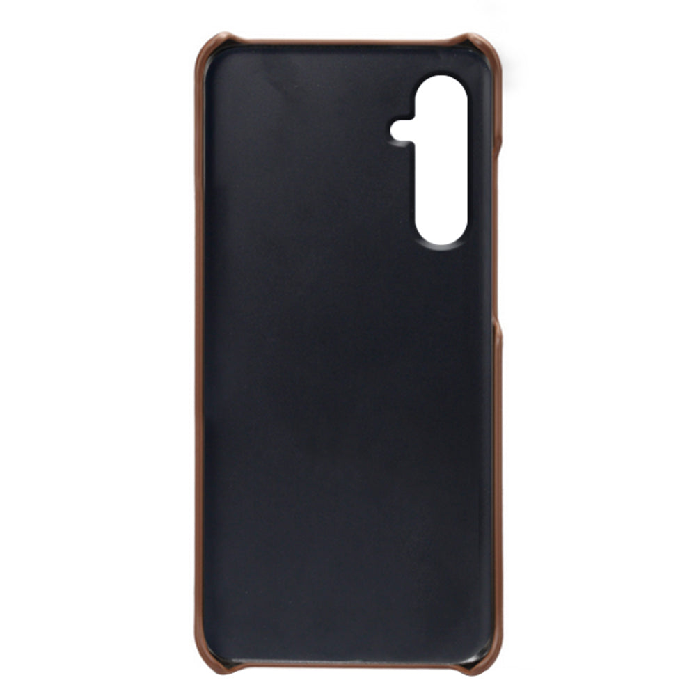 For Samsung Galaxy M34 5G / F34 5G Cell Phone Cover PU Leather Coated PC Protective Case with Dual Card Slots - Brown