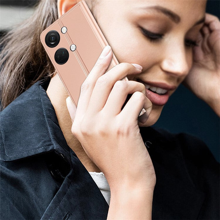 Stand Phone Cover for OnePlus Nord 3 5G / Ace 2V , TPU+PU Leather Card Holder Phone Case - Rose Gold