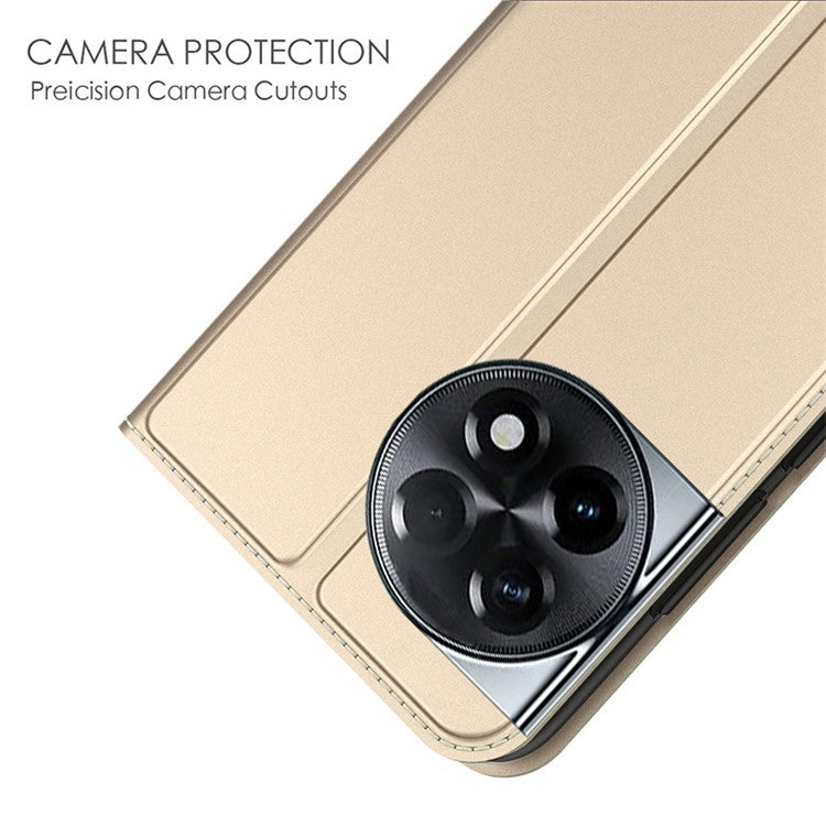 For OnePlus Ace 2 5G / 11R 5G Stand Phone Cover TPU+PU Leather Card Holder Phone Case - Gold