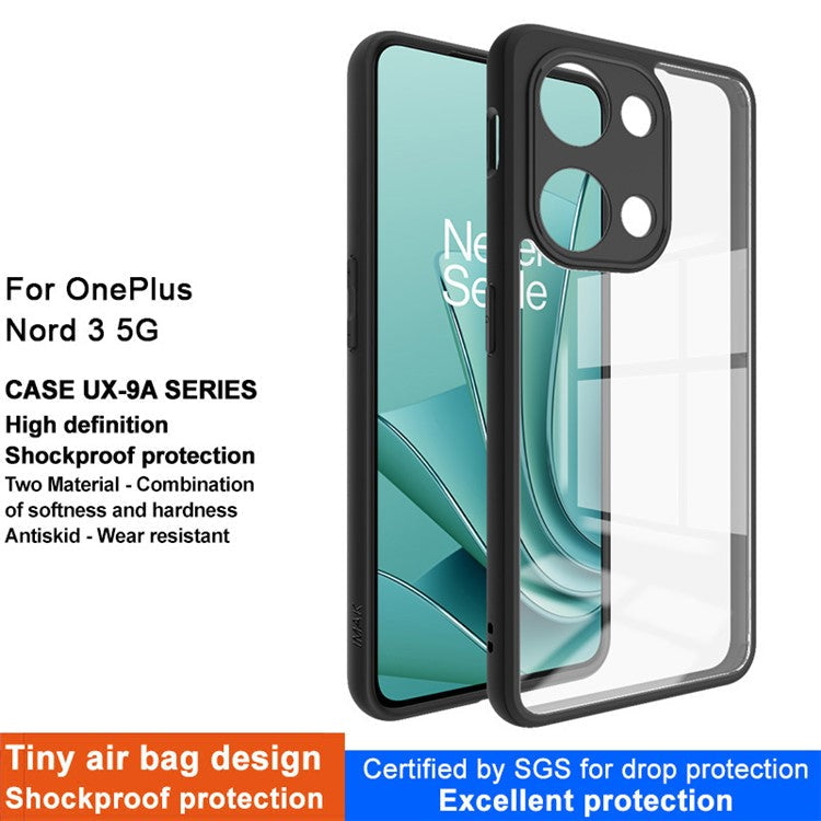 IMAK UX-9A Series for OnePlus Ace 2V / Nord 3 5G Transparent Phone Case PC Bacl TPU Frame Cover