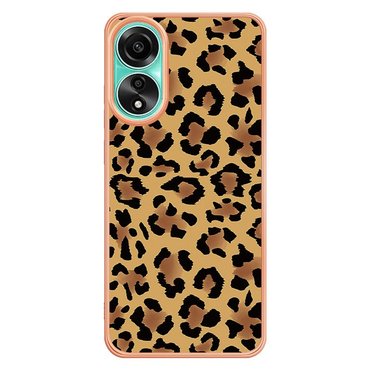 YB IMD Series-19 Style D For Oppo A78 4G Pattern Phone Case Electroplated 2.0mm TPU IMD Cover - Leopard Print