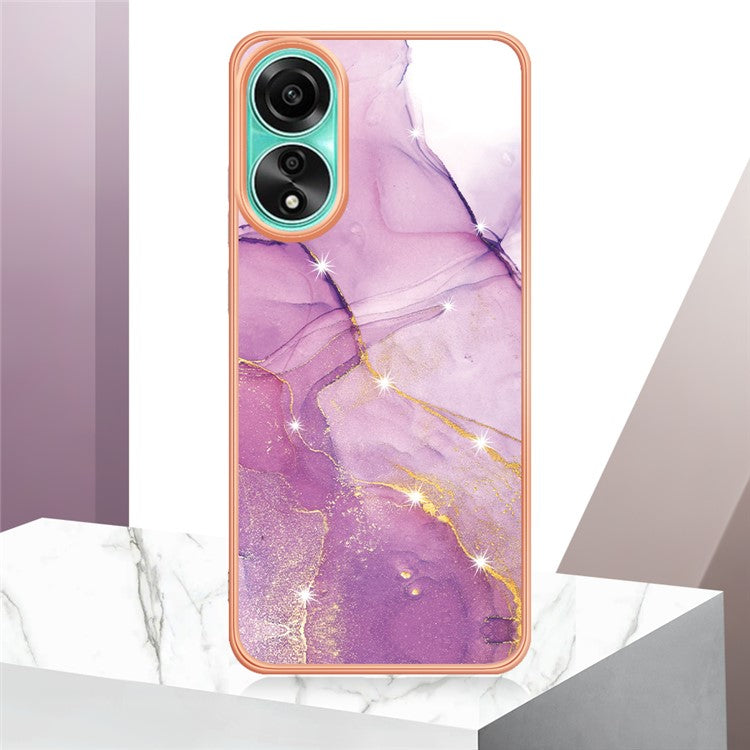 YB IMD Series-2 For Oppo A78 4G Electroplated Marble Phone Case IMD TPU Anti-Scratch Cover - Purple 001