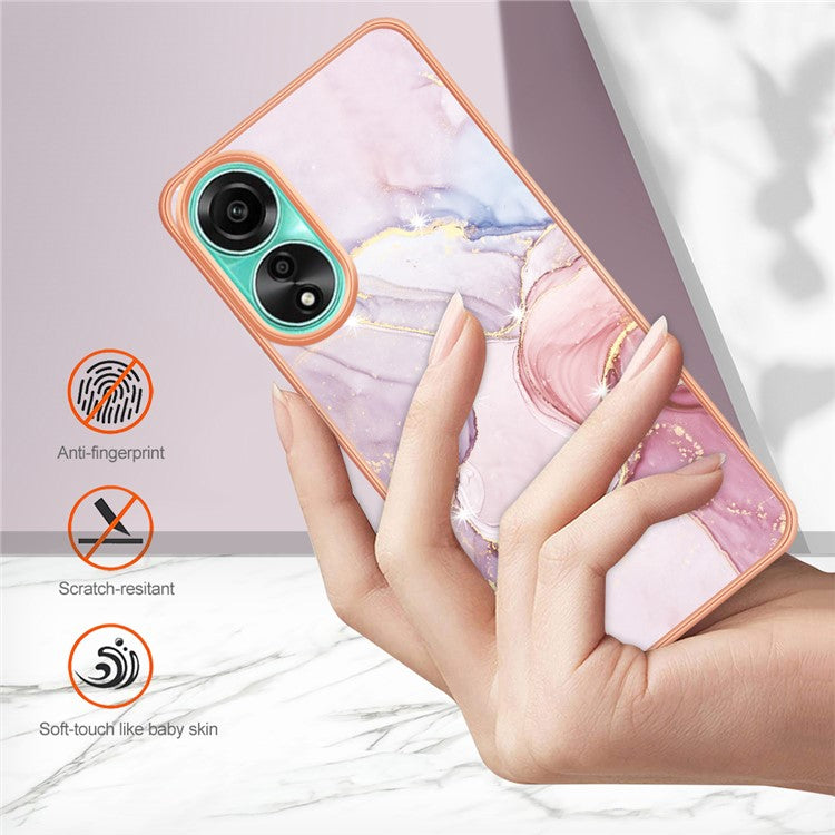 YB IMD Series-2 For Oppo A78 4G Electroplated Marble Phone Case IMD TPU Anti-Scratch Cover - Rose Gold 005